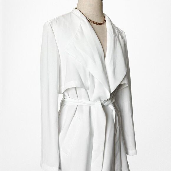 Vintage Y2K White Waist Tie Cardigan Blazer Jacket Size XS/S - Picture 8 of 9